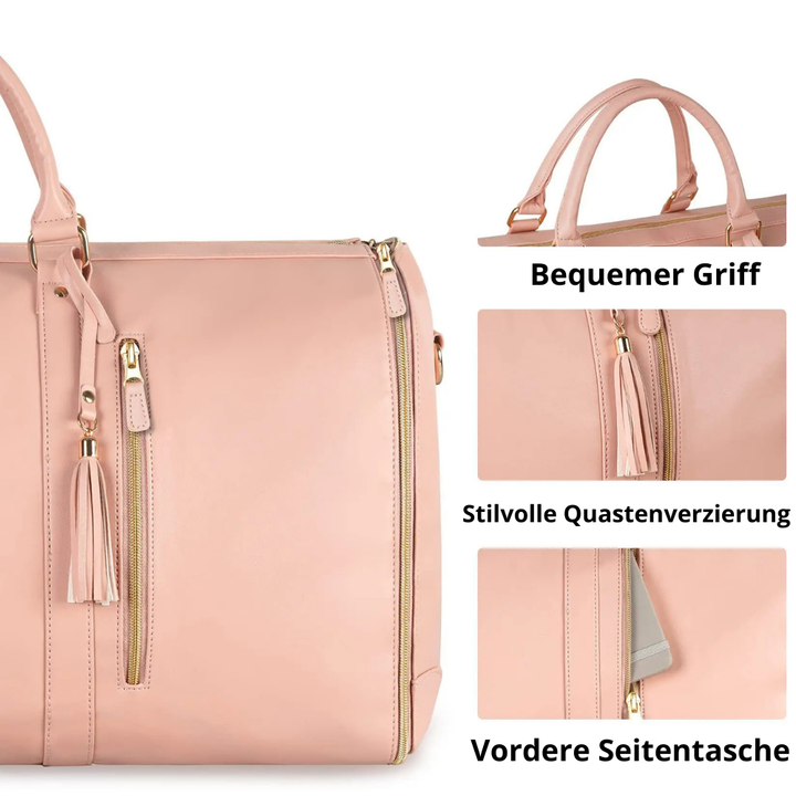 Duffel blanc élégant pour femme, sac de cabine organisé et pratique.