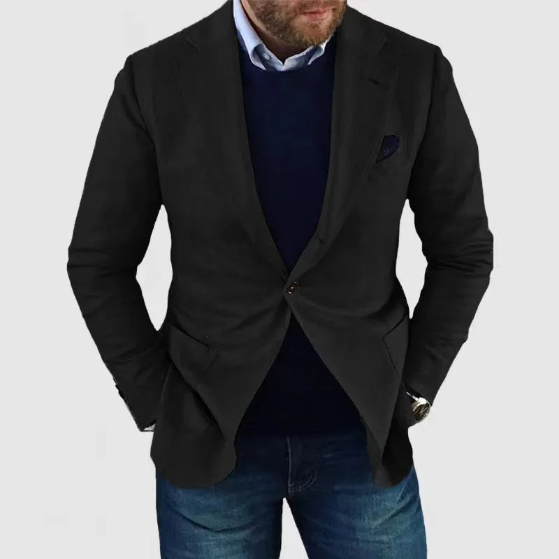 Blazer slim imprimé homme, style moderne. Parfait pour l'élégance masculine au bureau ou soirées.