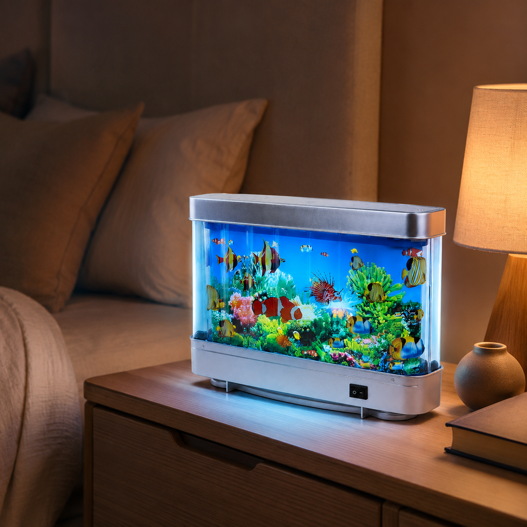 Créez une ambiance relaxante avec la lampe aquarium rétro LED AquaDream, décoration maison parfaite.