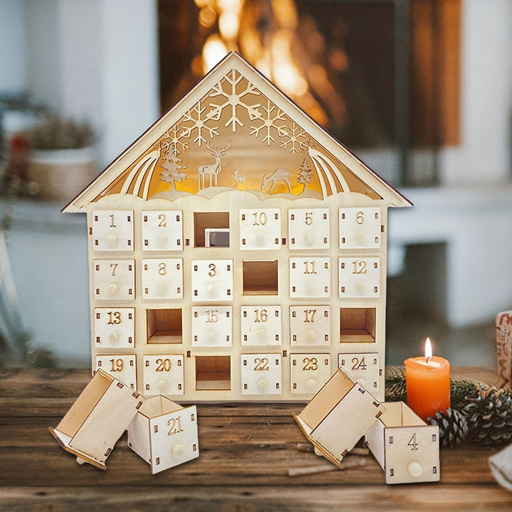 Calendrier de l'Avent maison en bois pour les enfants. Partagez la magie de Noël en famille chaque jour.