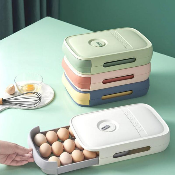 Tiroir organisateur d'œufs pour frigo, en plastique sans BPA, conserve fraîcheur. (89 chars)