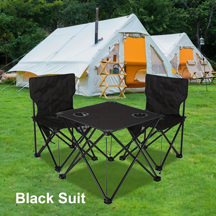 Kit de table et 4 chaises pliantes pour extérieur, léger et portable, parfait pour pique-nique et voyage.