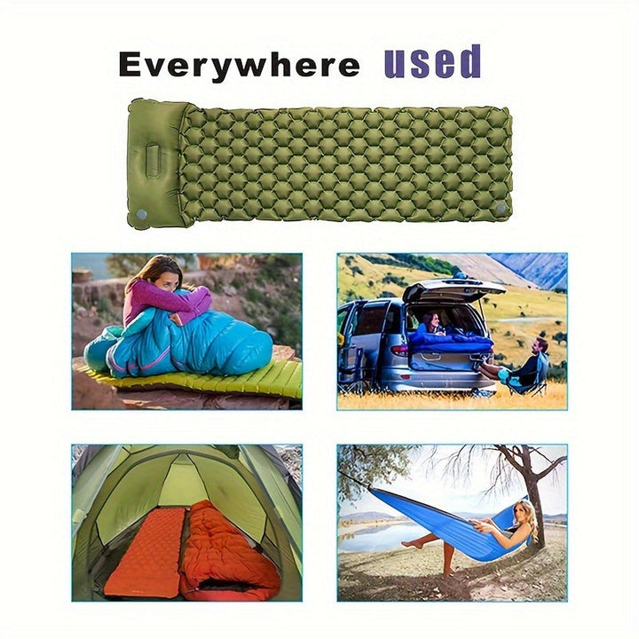 Matelas gonflable TrailComfort dans la nature, essentiel pour un confort résistant en camping ou randonnée.