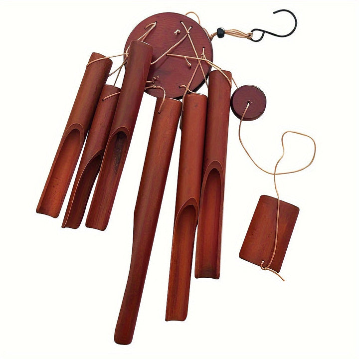 Carillon en bambou naturel pour jardin, offrant une mélodie douce et relaxante.