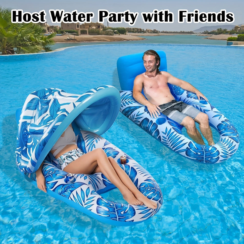 Transat de piscine TropiFloat confortable en PVC robuste, motif tropical, parfait pour flotter et se détendre au soleil.