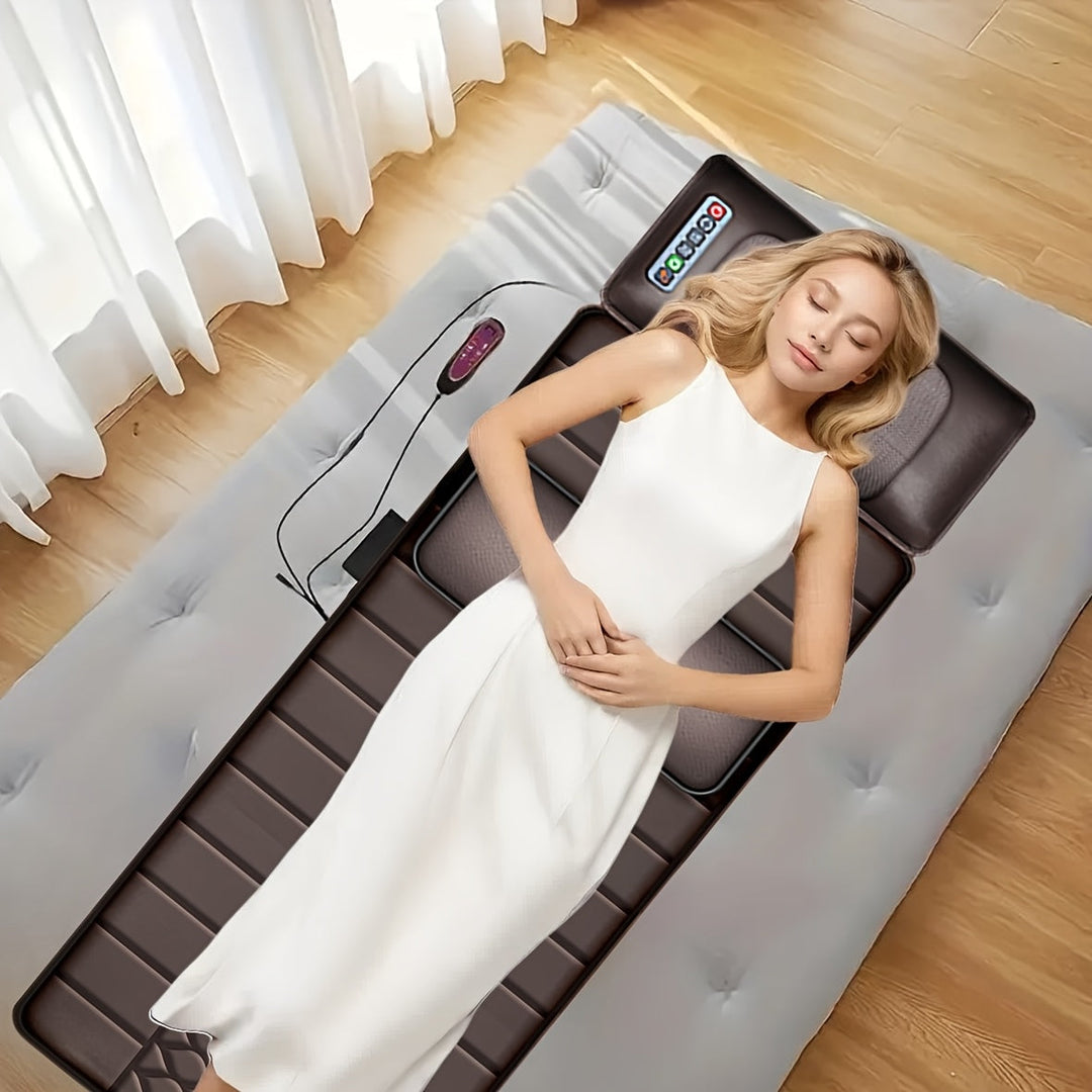 Détail du matelas de massage corporel avec ses zones de vibration pour une détente ciblée.