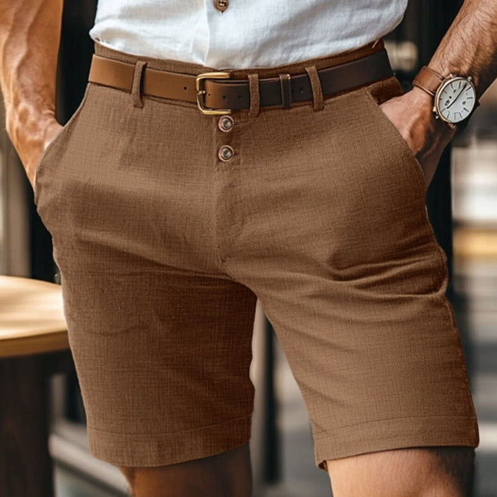 Short homme confortable en lin et coton mélangé, respirant, parfait pour l'été, la plage et les loisirs.