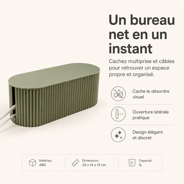 Accessoire bureau essentiel : rangement câbles en ABS pour une maison organisée.