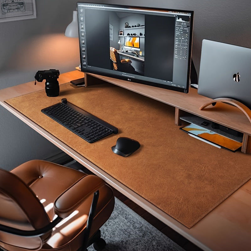 Tapis de bureau DUALMAT en cuir PU, double face, protège le bureau avec style et élégance. Idéal pour travail/étude.