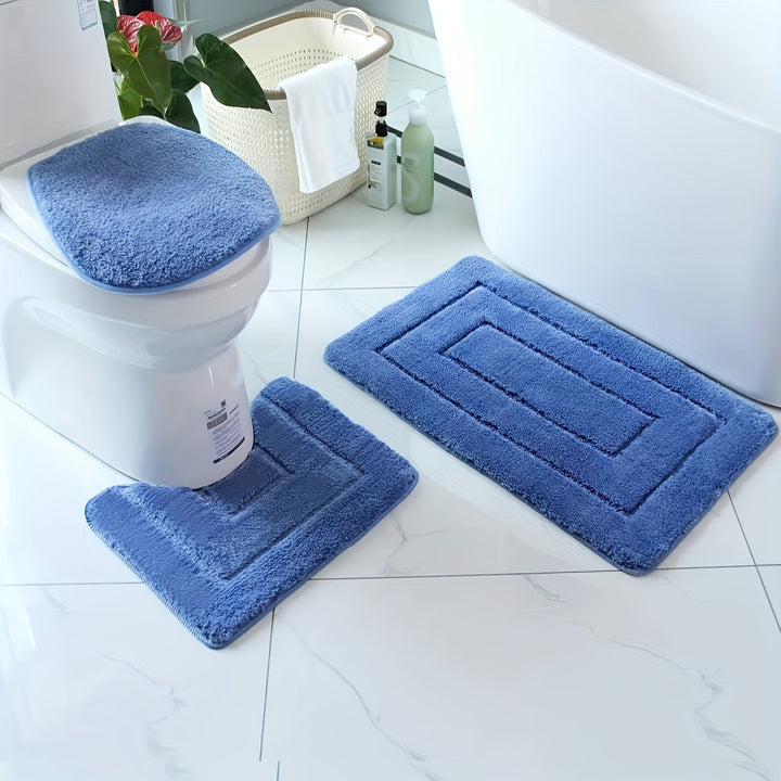 3 tapis de salle de bain modernes, ultra-absorbants et rapides à sécher, pour une hygiène impeccable.