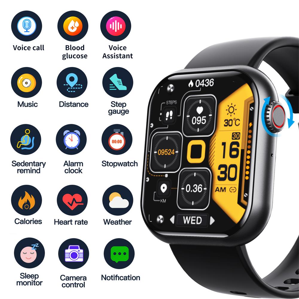 Montre connectée sport: analyse fréquence cardiaque, oxygène, glycémie, tension, sommeil, étanche, homme/femme.