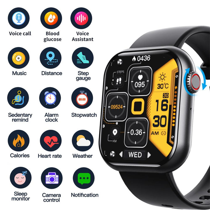 Montre connectée sport: analyse fréquence cardiaque, oxygène, glycémie, tension, sommeil, étanche, homme/femme.