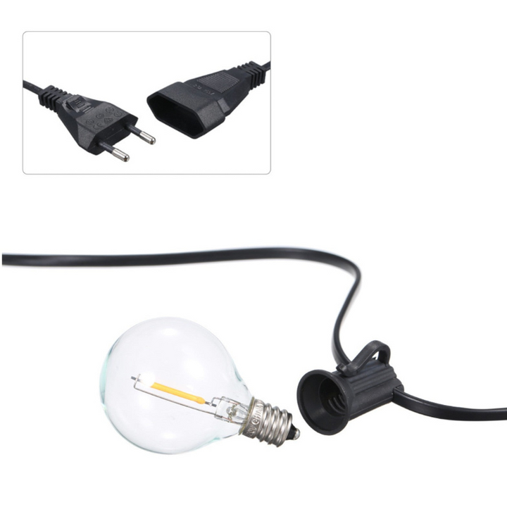 Guirlande lumineuse LED étanche, parfaite pour la décoration de jardin, terrasse ou événement en extérieur.