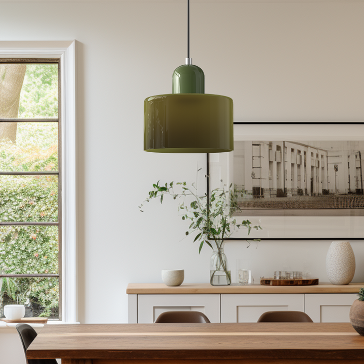 Suspension Lumisio Bauhaus blanche, lumière optimale pour salle à manger, décoration intérieure.