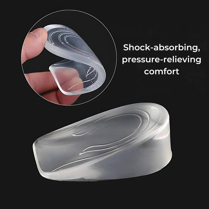 Semelles ergonomiques en gel silicone, soutien et absorption des chocs pour soulager la fasciite plantaire et douleurs.