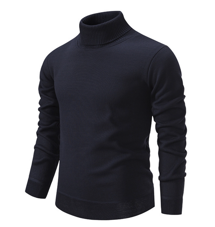 Pull col roulé pour homme, dos uni, coupe droite. Vêtement hivernal chaud et confortable, idéal pour la mode masculine.