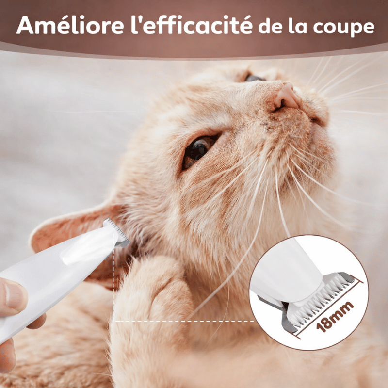 Tondeuse de précision pour le toilettage des pattes et zones sensibles des chiens et chats, éclairage LED intégré.