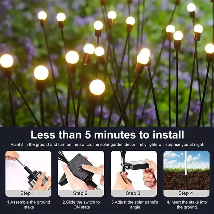 Ensemble de lumières de jardin solaires LED, parfait pour une allée lumineuse.
