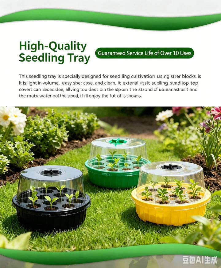 Mini-serre de germination réutilisable avec couvercle pour semis hydroponiques et culture intérieure facile.