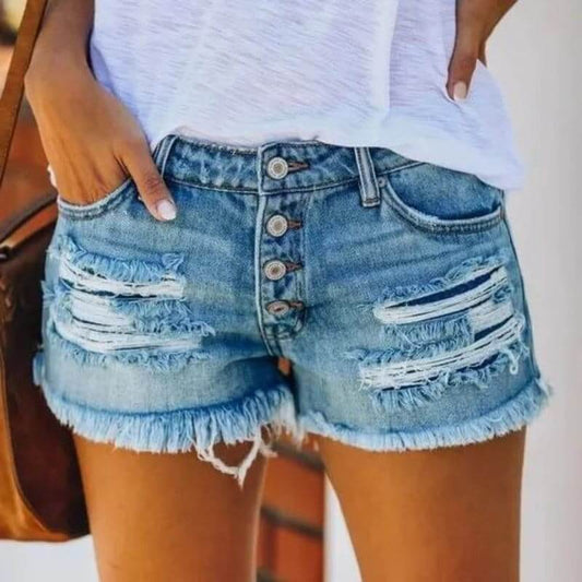 Trendiga Distressed Jeansshorts - Sommar