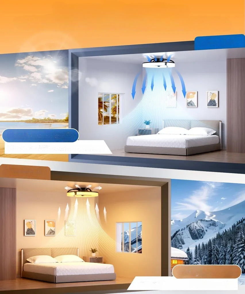 Ventilateur de plafond silencieux avec éclairage LED intelligent, assure confort et fraîcheur discrète à la maison.