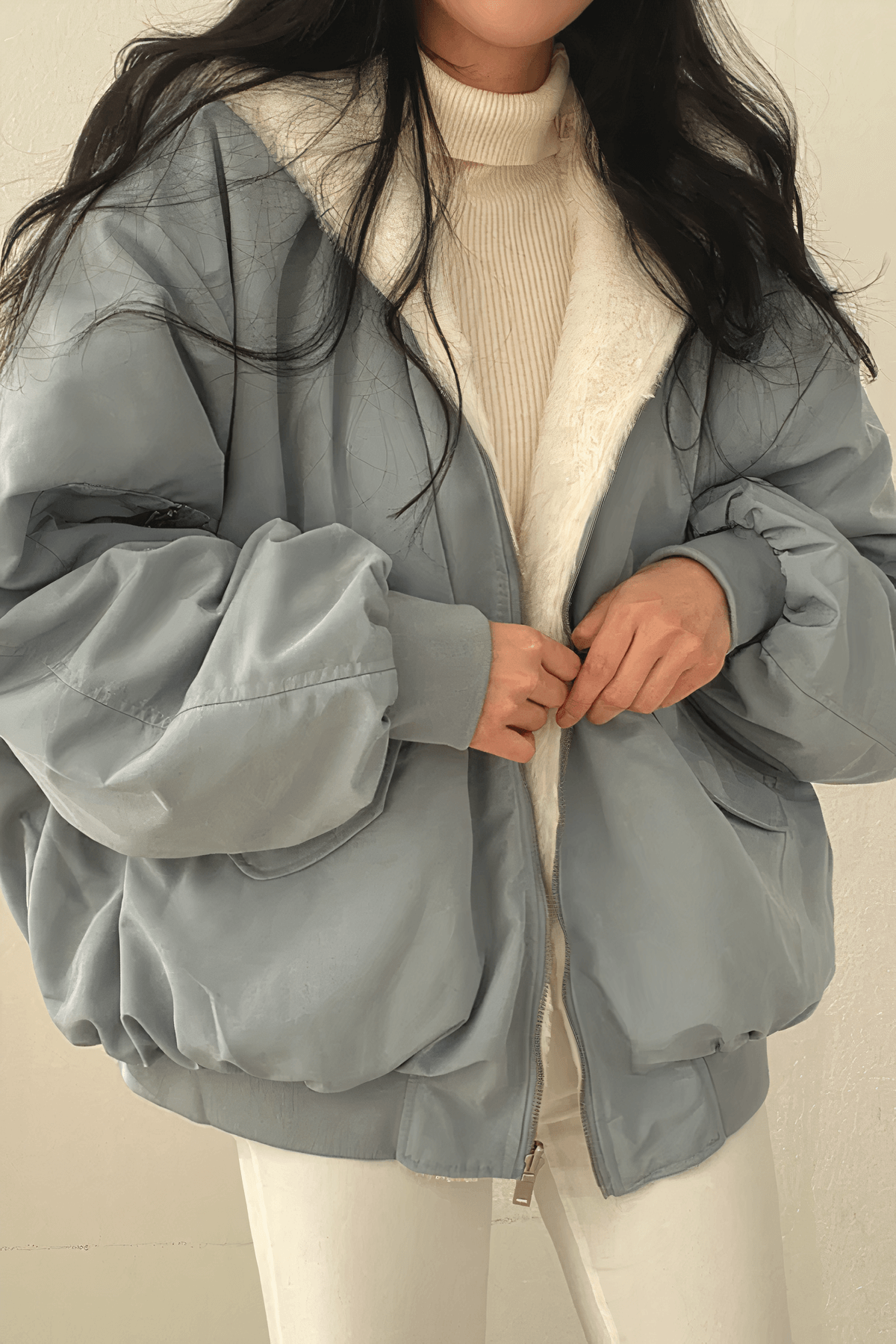 Vändbar Oversized Damjacka – Mjuk Shearling – Höst/Vinter