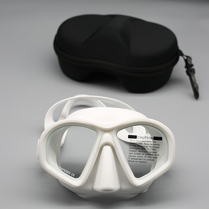 Masque de plongée avec verre trempé et anti-buée, intégrant une fixation caméra, pour une exploration facile.