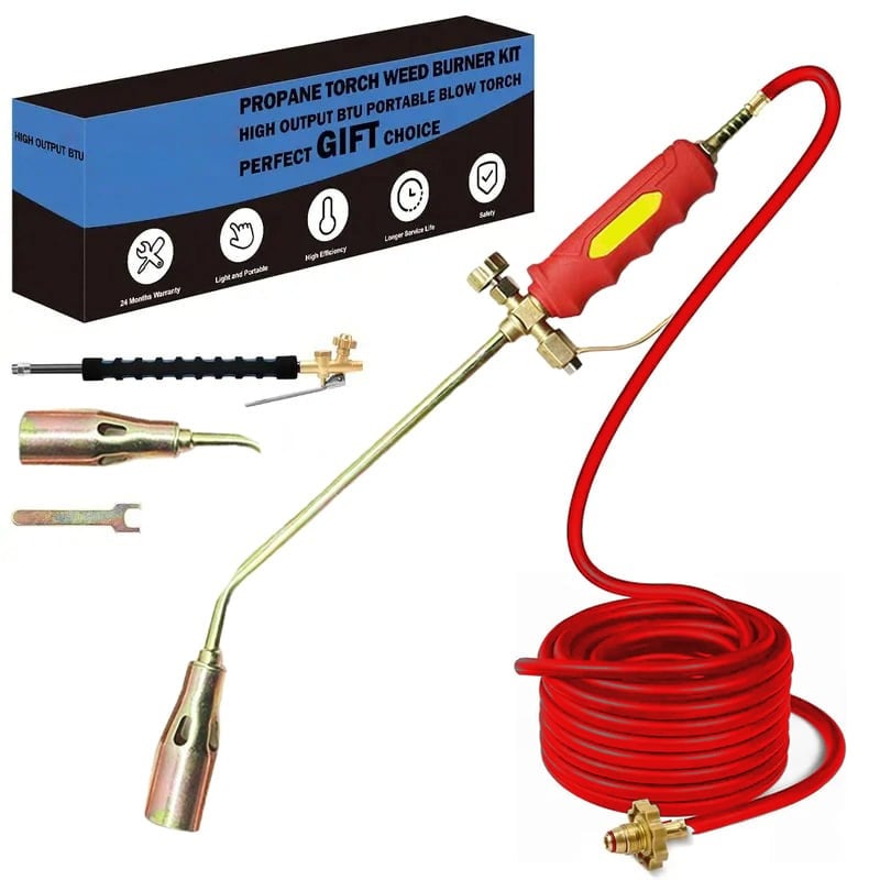 Chalumeau désherbeur professionnel à propane pour jardinage extérieur, puissant et écologique. Outil de désherbage thermique.