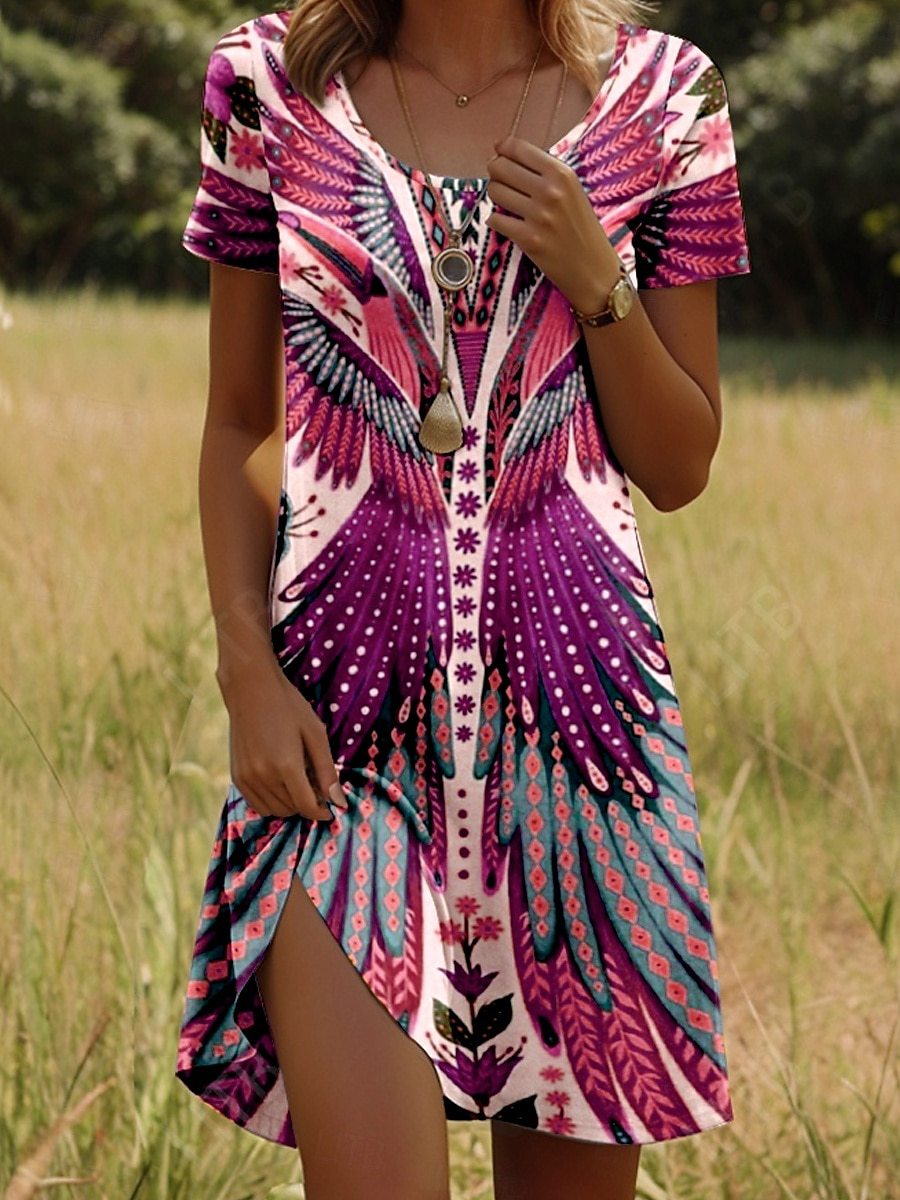 Robe d'été chic femme à imprimé floral bohème. Idéale pour soirées décontractées, vacances ou journées ensoleillées.