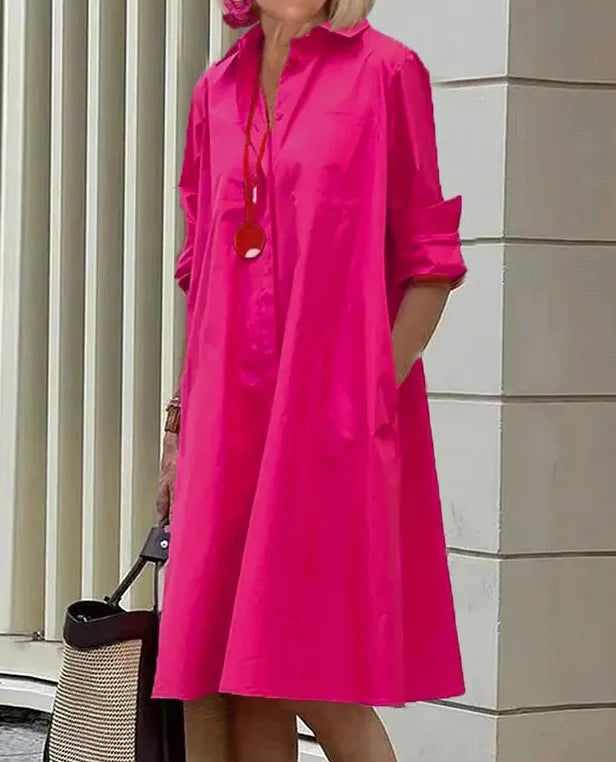 Robe chemise confortable pour femme, tissu léger, style décontracté chic, parfaite pour l'été.