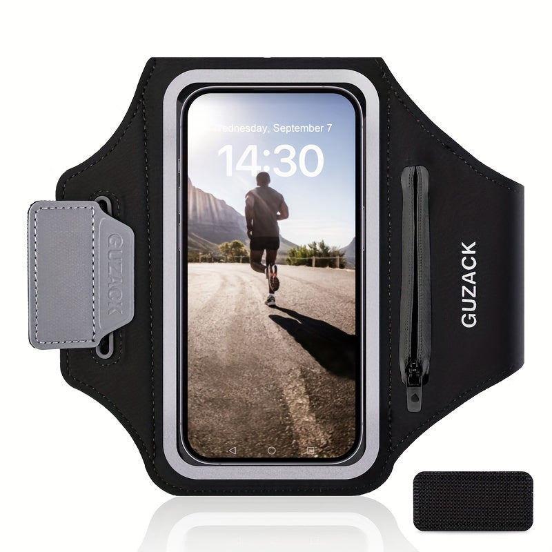Support brassard téléphone universel noir/vert pour sport, avec compartiment écouteurs. Pour toute activité.