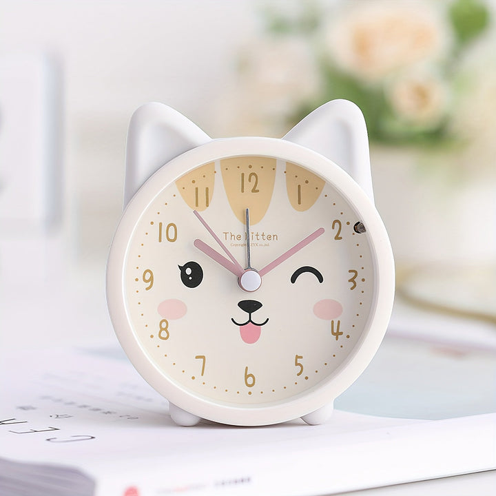 Réveil silencieux BunnyTime lapin rose, veilleuse intégrée pour matins calmes et doux dans la chambre d'enfant.