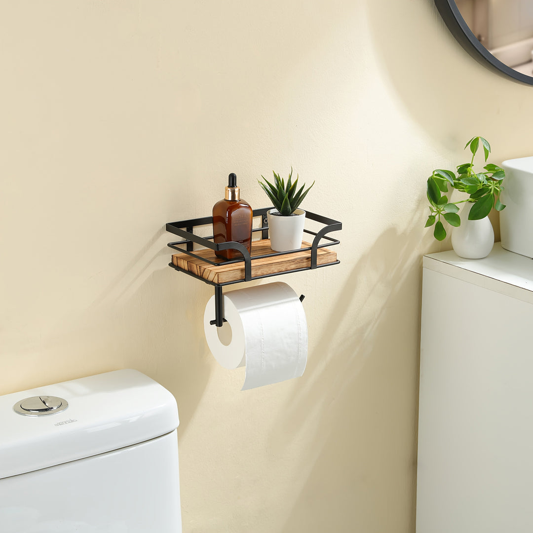Étagère murale en métal pour serviettes de douche. Support robuste, gain de place optimal.