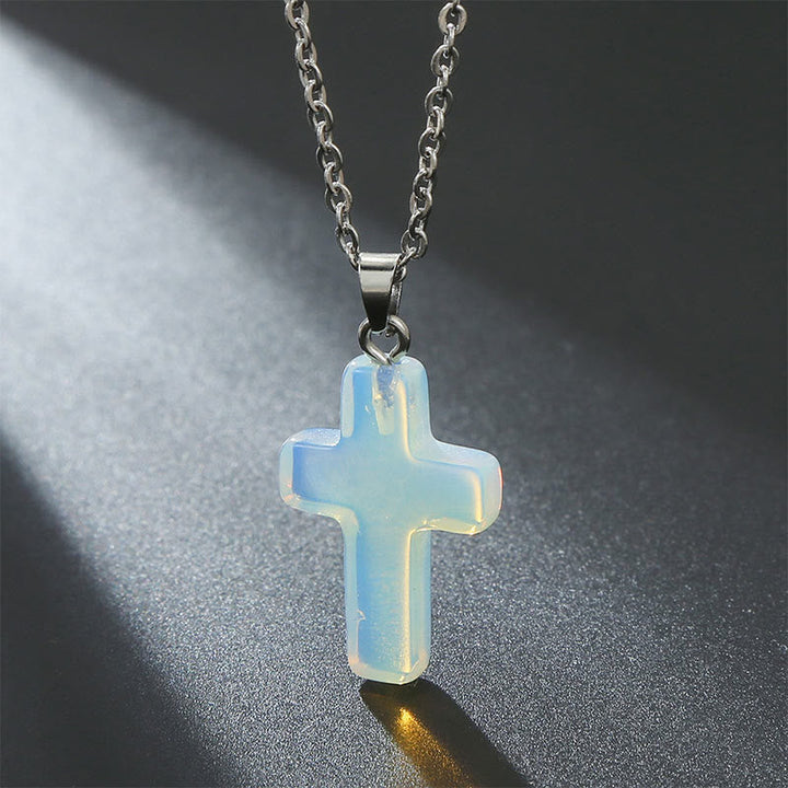 Collier croix quartz rose, cadeau pour femme, bijou cœur et harmonie.