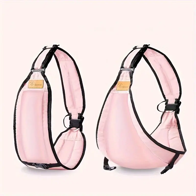Porte-bébé ergonomique ajustable rose, idéal pour un portage confortable et sécurisé des bébés.
