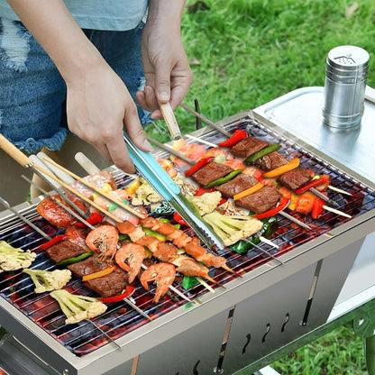 Bärbar Grill i Rostfritt Stål - Campinggrill med Stor Grill Yta