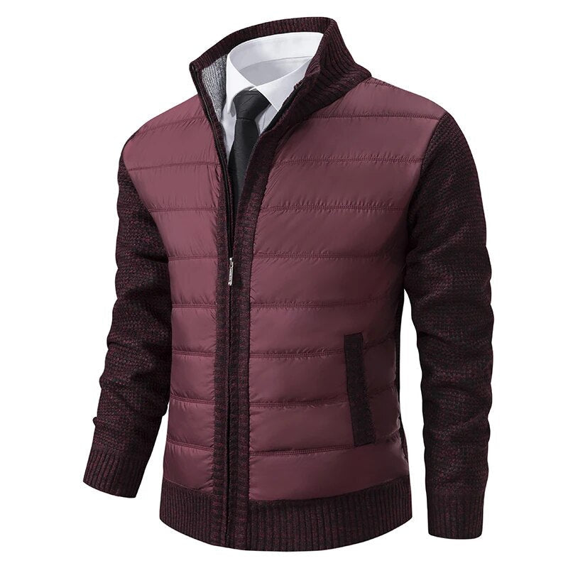Gilet cardigan homme à col montant et boutons, veste décontractée élégante pour mode masculine hivernale.