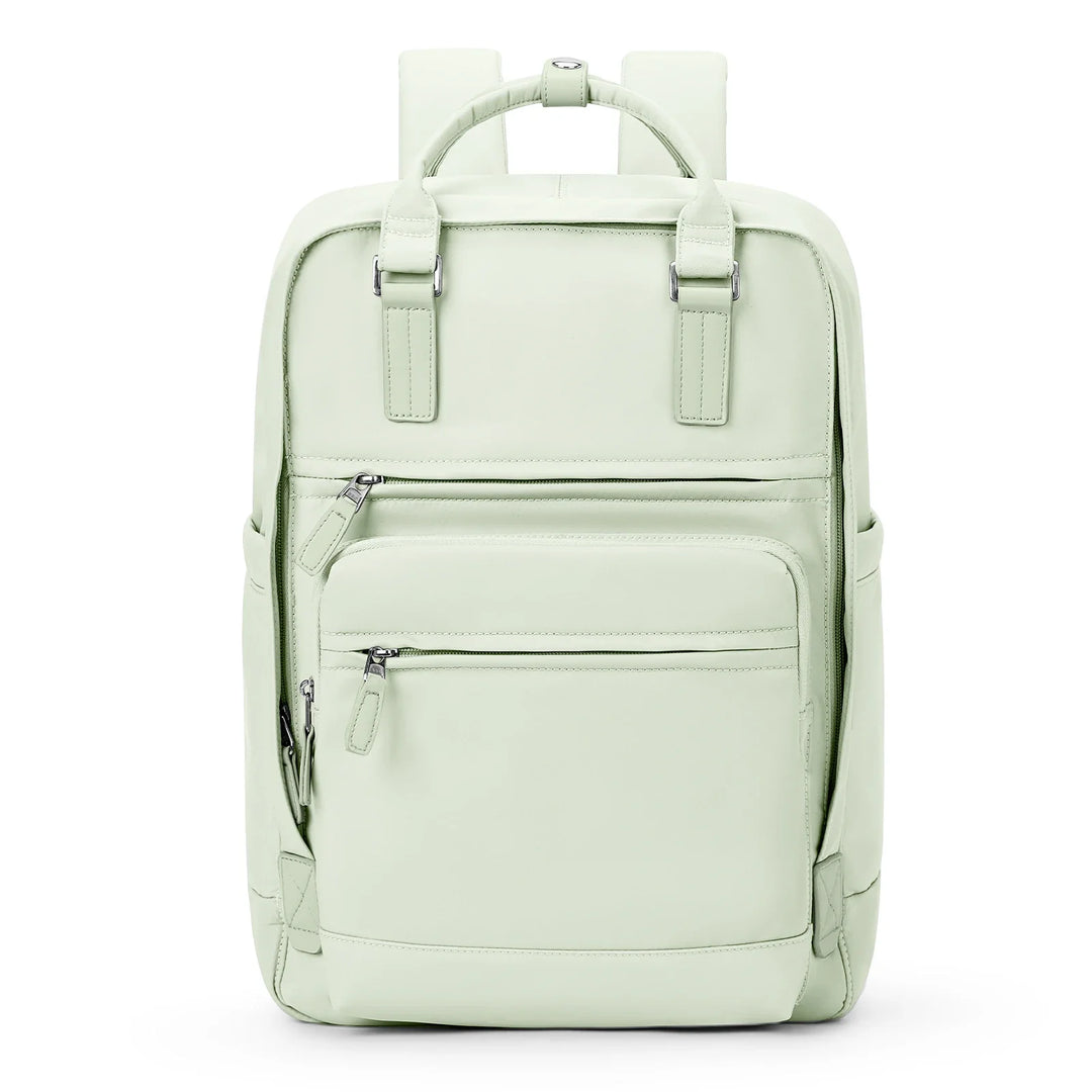 Sac à dos femme en nylon imperméable, spacieux et organisé, parfait pour ordinateur portable et le travail.