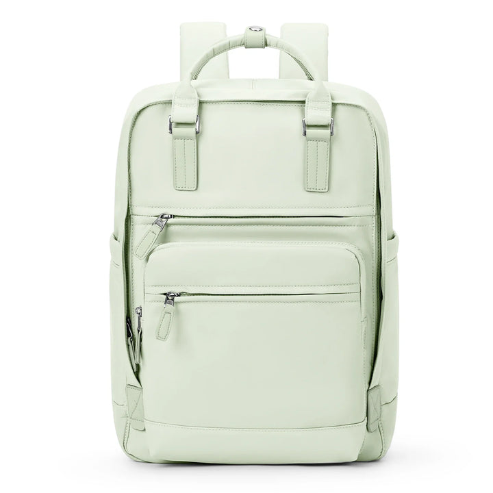 Sac à dos femme en nylon imperméable, spacieux et organisé, parfait pour ordinateur portable et le travail.