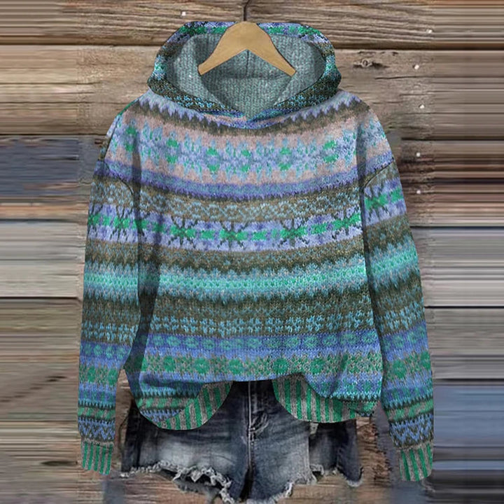 Hoodie femme confortable, style ethnique rétro pour une tenue quotidienne casual. Mode féminine décontractée et chic.