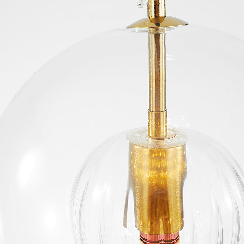 Lampe suspendue verre design, disponible en ambre ou transparent, style contemporain.