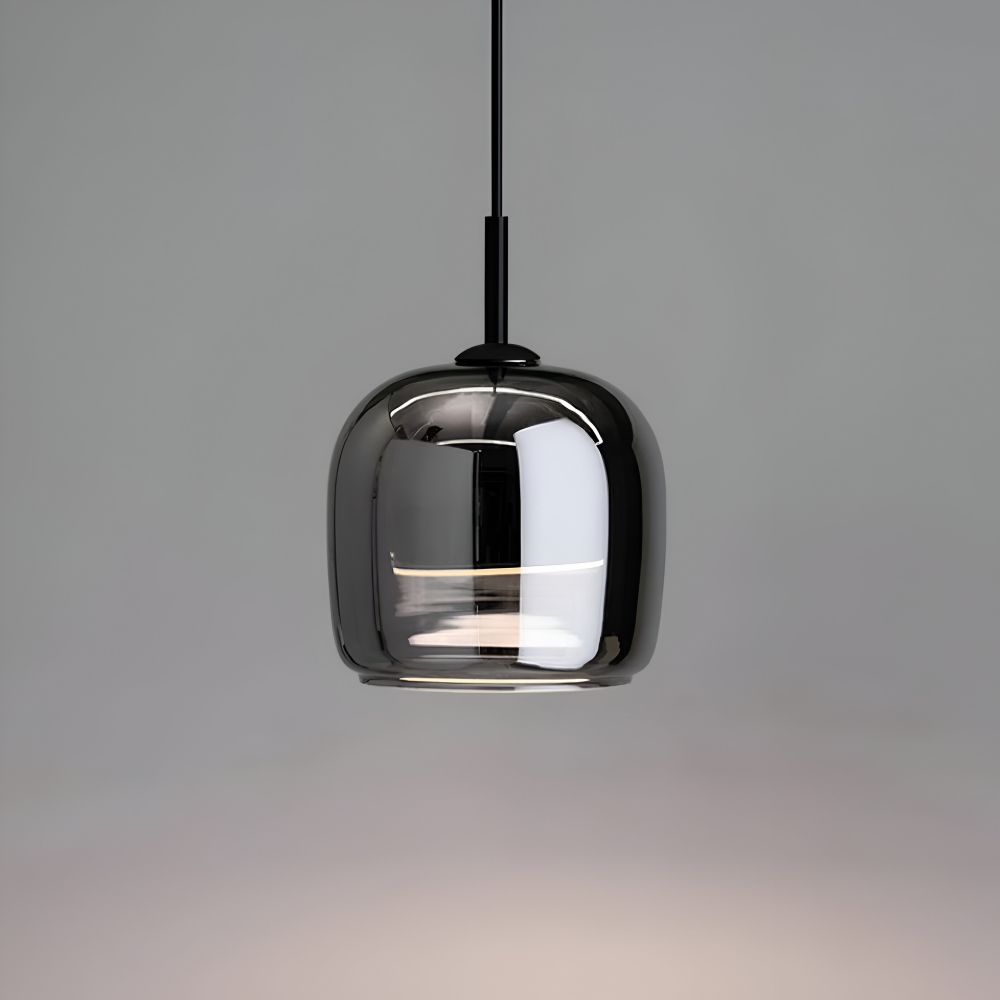 Luminaire Acro à LED, verre fumé, noir/gris, crée une atmosphère moderne et accueillante au salon.