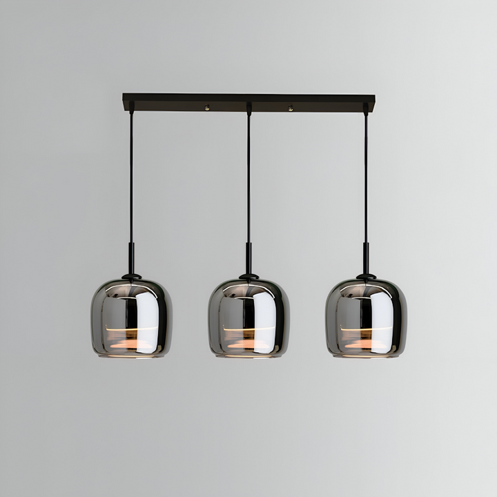 Suspension Acro, éclairage intérieur moderne, verre fumé noir et gris, pour une lumière chaude.