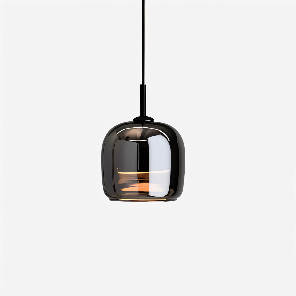 Luminaire design Acro en verre fumé, noir et gris, pour une ambiance lumineuse sophistiquée.