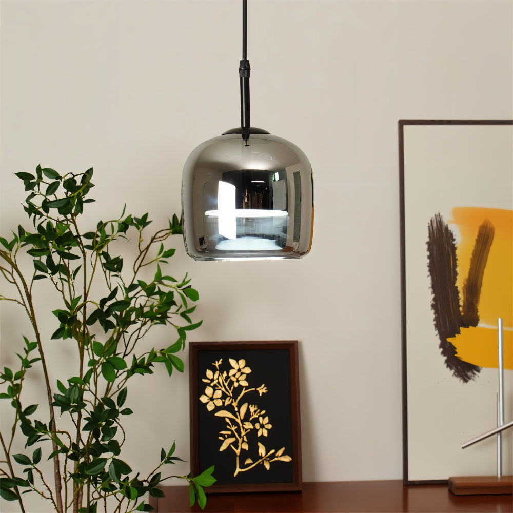 Luminaire plafond Acro à LED, verre fumé noir/gris, style moderne et éclairage intérieur optimal.