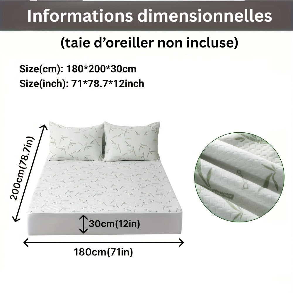 Literie de qualité : protège-matelas BambooCool, rafraîchissant et anti-acariens.