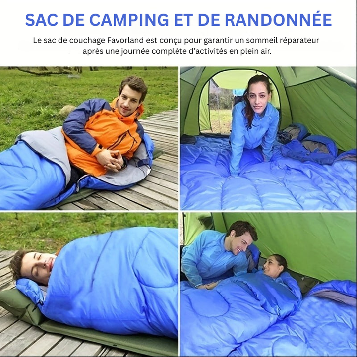 Sac de couchage léger pour l'hiver, parfait pour le camping et la randonnée en montagne.