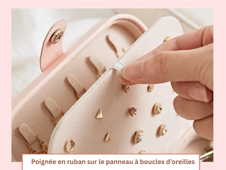 Boîte à bijoux de voyage en cuir noir, portable et sécurisée, pour emporter vos trésors partout avec vous.
