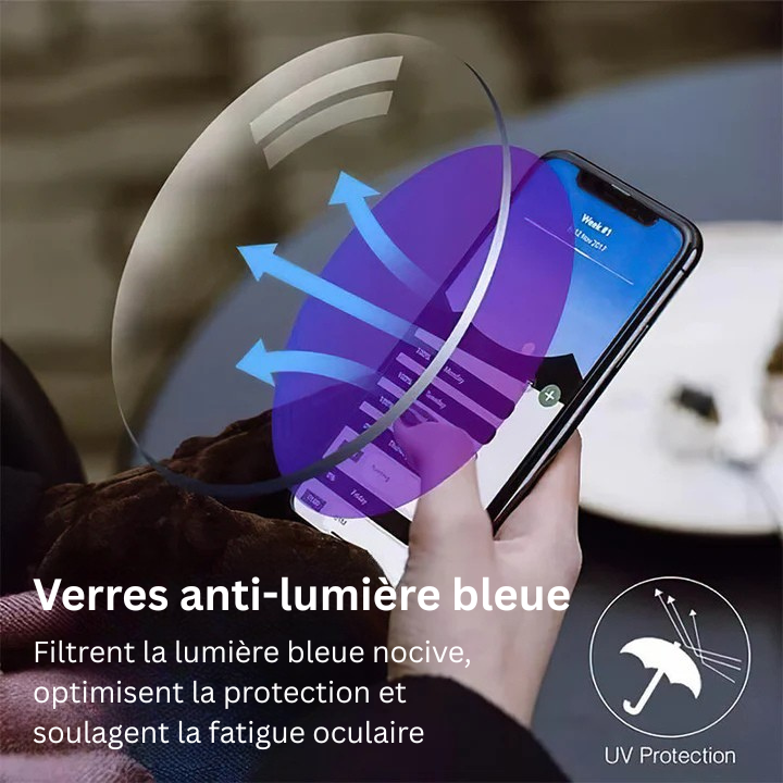 Lunettes confortables homme/femme, multifocales, idéales pour la lecture, l'ordinateur et les écrans.