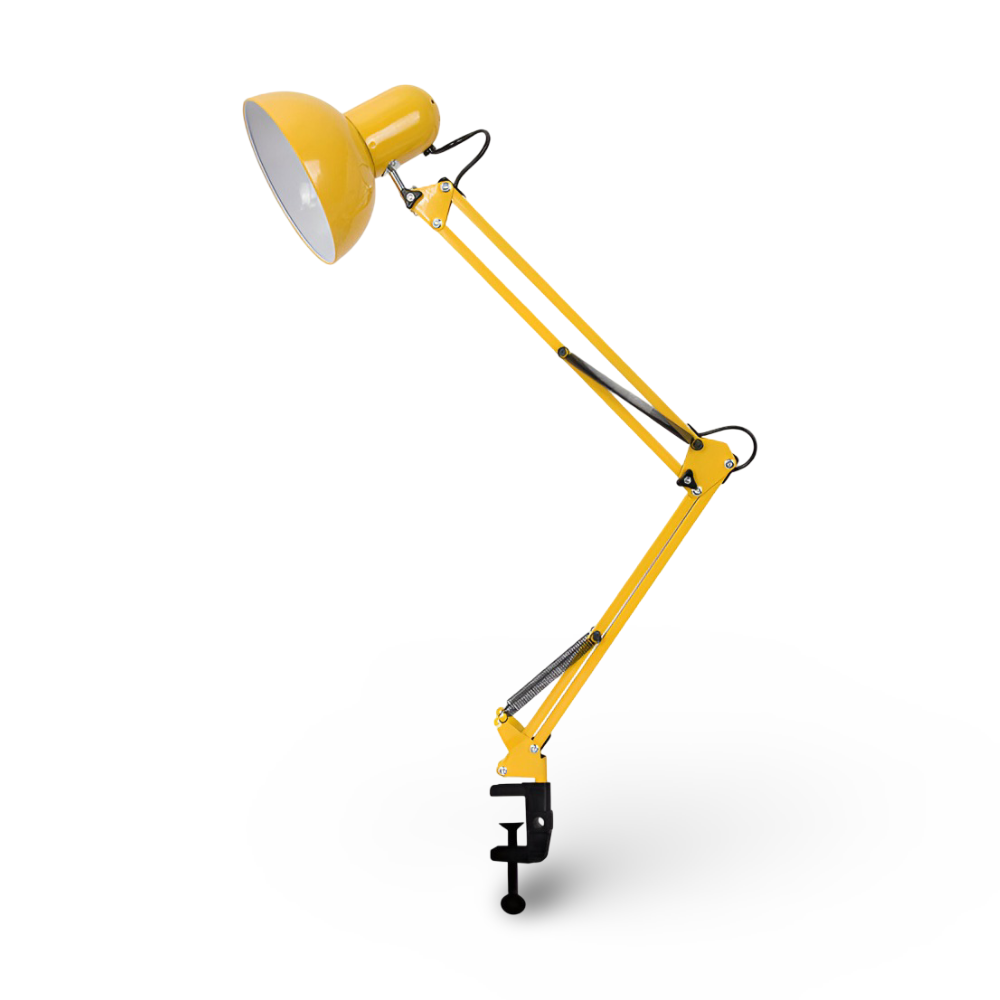 Lampe de bureau LED élégante et minimaliste avec pince. Bras long réglable pour un éclairage parfait.